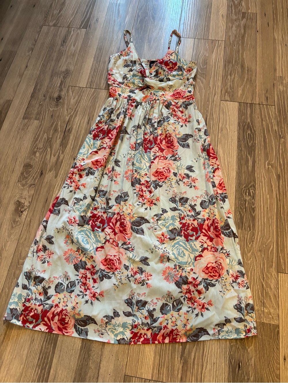 Floral Spaghetti-Strap Girls' Dress - Pink & Cream